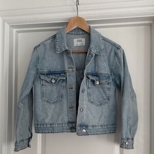 Zara girls distressed denim jacket